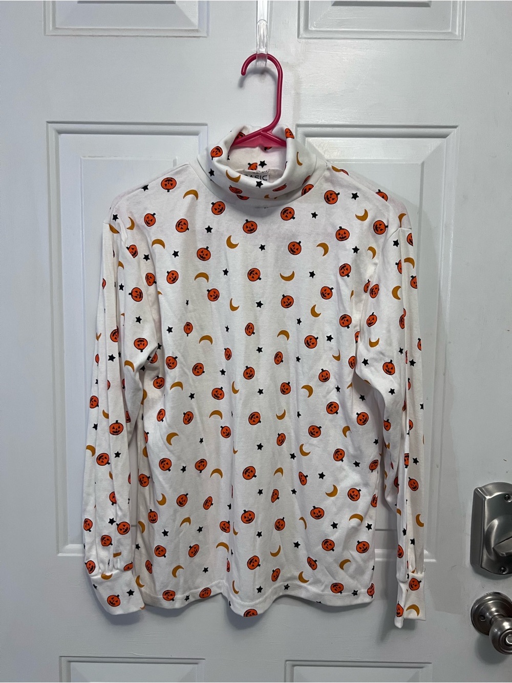 NWT Vintage Basic Editions Halloween Turtleneck Pumpkin Moon Star Top M USA
